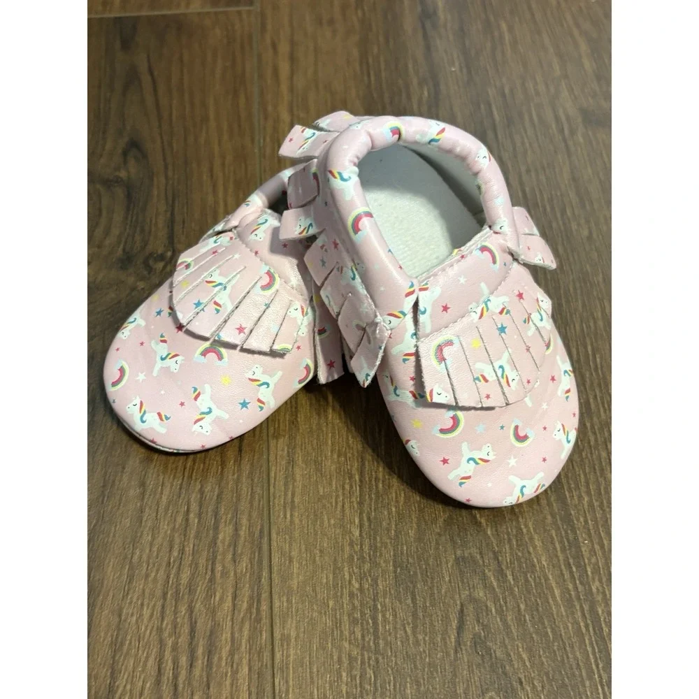 Unicorn Dreams Pink Unicorn Rainbow Moccasin Baby Shoes US 4 12-18 Months